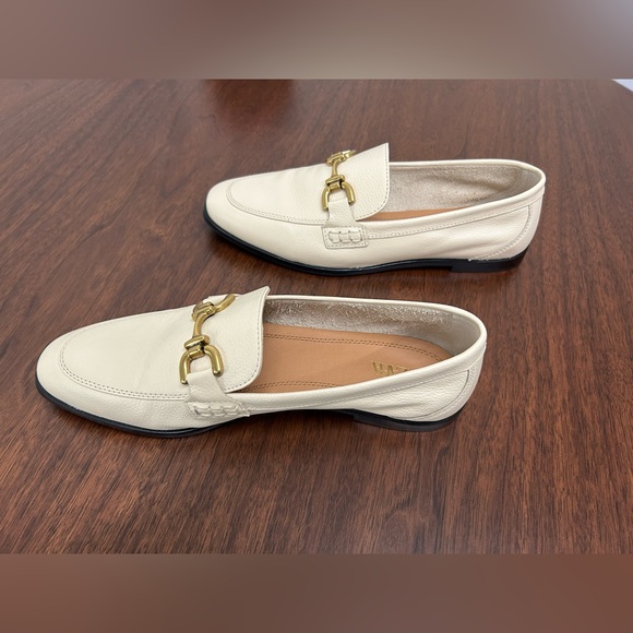 Zara Cream Loafers with Gold Buckle - Picture 3 of 5